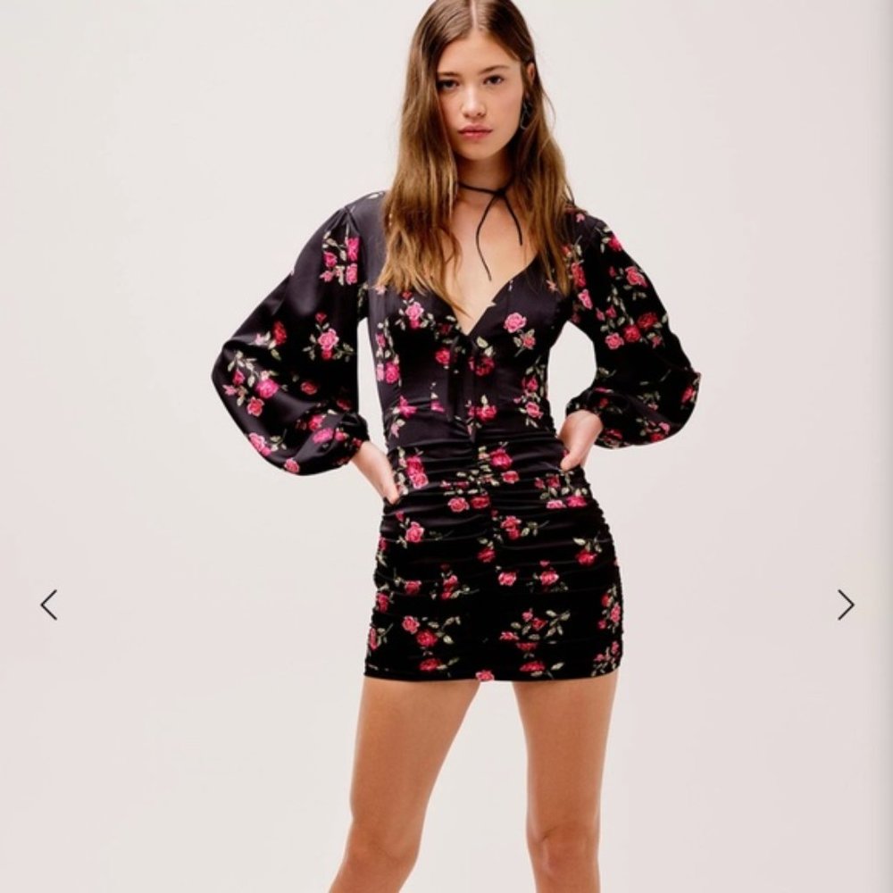 For Love & Lemons Wyatt Floral Mini Dress 2X spring cocktail wedding